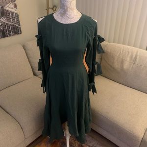 BCBGMAXAZRIA Dark Green Long Sleeve Dress. NWT. Size 0.